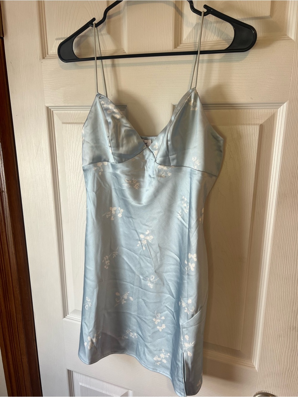 Princess Polly Light Blue Satin Floral Slip Dress